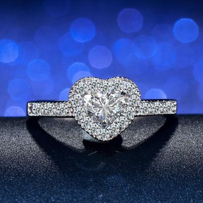 China Luxury Princess Heart  Shape Ring Cubic Zircon Wedding Rings for Women New Design Engagement Fashion Ring Jewelry for sale