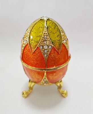 China Luxury Faberge Easter Eggs Elegant Enamel jewlery box Crystal Egg Trinket box Jewelry Box Holder Easter Egg Collectible for sale