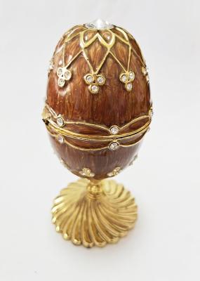 China Luxury Faberge Easter Egg Elegant Enamel jewlery box Crytsal Easter Faberge Egg Trinket Box Woman Earrings Egg Case for sale