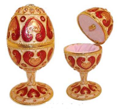 China Faberge Russia Egg Enamel Jewelry Trinket Box Enamel Easter Egg Jewelry box Crystal  Trinket box Pewter Faberge Egg for sale