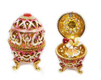 China Vintage Style Hand Painted  Easter Egg Jewerly Trinket Box Love Angel Jewelry Box Faberge Egg Jewerly Trinket Box for sale