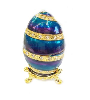 China Faberge Egg Trinket Box Home Decor Collectors Box Unique Russian Egg Enamel Easter Egg Crystal Jeweled Trinket Box for sale