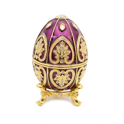 China Red Egg Trinket Box Easter Egg Jewelry Box Russian Craft Collectible Easter Gifts Rrussian Faberge Egg jewelry box for sale