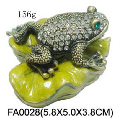 China Gifts Handmade Frog Trinket Box Frog Ring Box Frog Jewelled Jewelry Box with Crystal Pewter Frog Jewelry Trinket box for sale