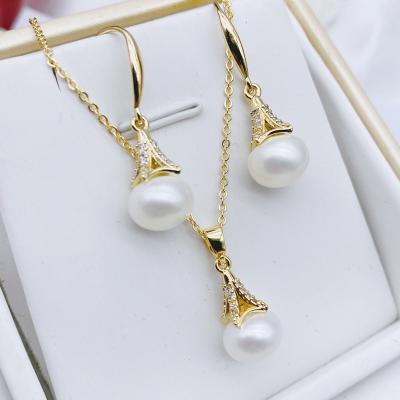 China Natural Pearl necklace jewelry set Natural freshwater pearls beaded pearls made of high quality jewelry necklace Earring for sale