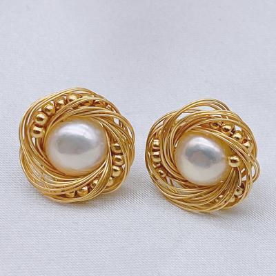 China Natural Baroque Pearl Erarring Pearl Drop Earrings For Women Vintage Sweet Baroque Pearl Earring Wedding Party Jewelry for sale
