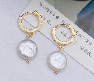 China Korean Hoop Earrings For Women Handmade Sweet Baroque Pearl Circle Earring Jewelry Natural Baroque Pearl Earring for sale