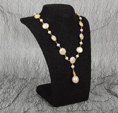 China Natural Baroque Pearl necklace Cassic large irregular baroque pearl necklace  Baroque Pearl Metal Charm Necklaces Choker for sale