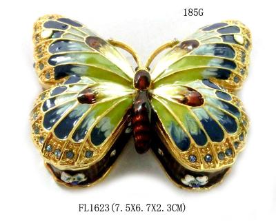 China Colorful Butterfly Metal Alloy Jewelry Box Butterfly Trinket Box for sale