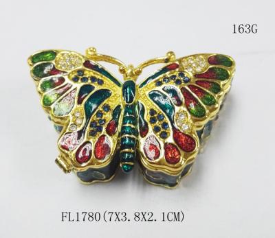 China Alloy butterfly trinket box metal Small Jewelry Boxes for sale