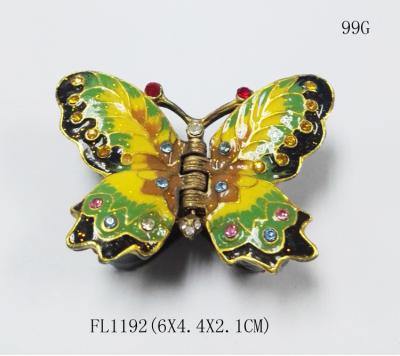 China Butterfly Design Colored gold Metal Jewelry Box for sale