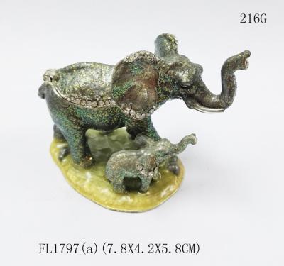 China Enamel Elephant Trinket Jewelry Decorative Box elephant shaped jewelry box for promotional gift for sale