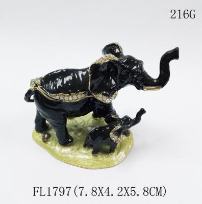 China Decorative Metal Alloy Elephant Jewelry Trinket Box elephant shaped jewelry box for promotional gift for sale