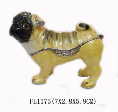 China gold plated dog with crystal charm animail trinket boxes wholesale for sale