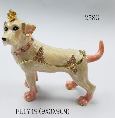 China Factory offer New design Pewter Alloy Rhinestone Dog metal jewelry box for sale