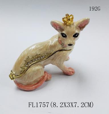 China Factory direct selling New design Pewter Alloy Crown Dog metal trinket box for sale