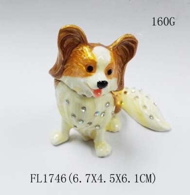 China New product animal dog Metal Rhinestone Jewelry Box cheap trinket box for sale