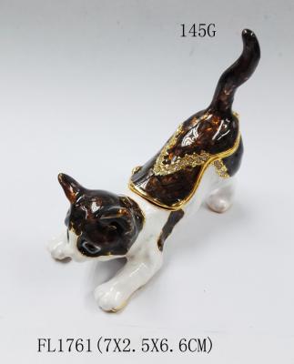 China Promotional custom cat animal jewelry box metal cat trinket boxes cat shaped jewelry boxes for sale