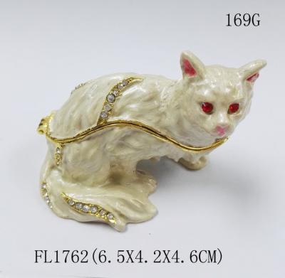 Китай Fashion Pink Cat trinket boxes with crystal Rhinestone metal cat craft Jewelery Boxes decoration lady gift продается