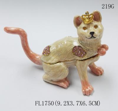 China Promotional custom animal cat jewelry box metal trinket boxes cat shaped jewelry boxes for sale