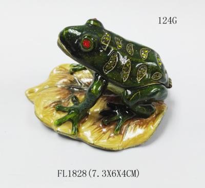 China hot sale jeweled enamel frog prince trinket box Pewter alloy antique plated Frog Jeweled Trinket Box for sale