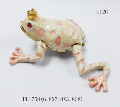China Frog shape bejeweled box for wedding metal trinket box treasure box metal jewelry box for sale