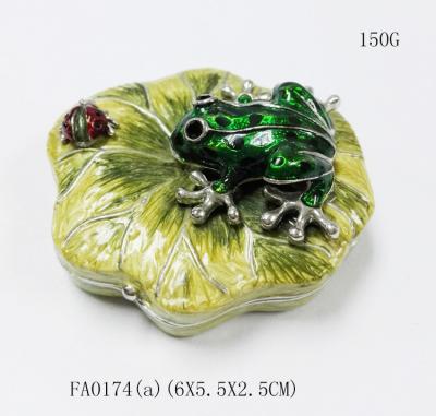 China Handmade Pewter Frog jewelry box metal gift box Frog trinket box for sale