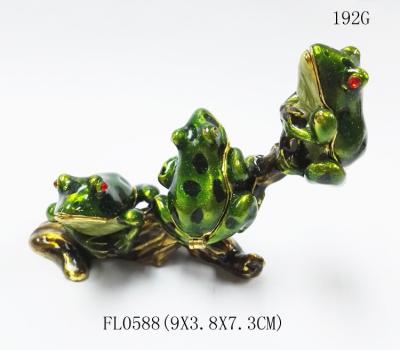 China Metal frog trinket box Small Metal Trinket Box-Green Frog Metal Trinket Box for sale