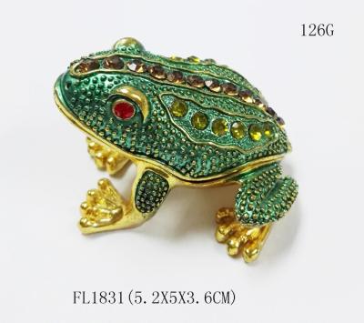 China New design reinstone enamel Jiraffe frog pewter jewelry box metal pewter frog pewter jewelry box for sale