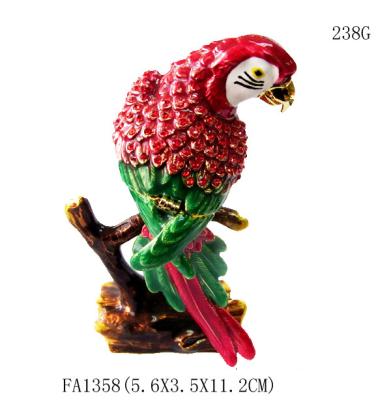 China Parrot birds design jeweled enamel trinket box  Parrot  bird trinket boxes for sale