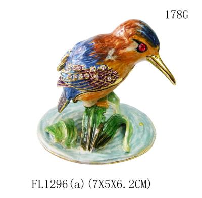 China Top sale bird shaped metal jewelry box bird enamel trinket boxes for sale
