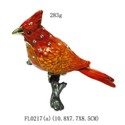 China Fashion metal bird jewelry gift box rhinestone bird enamel trinket boxes for sale