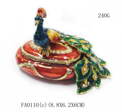 China Fashion peacock shaped metal jewelry boxes peacock trinket box jewelry packing box for sale