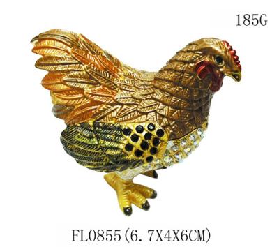 Китай Hen hinged trinket jewelry box for new year rooster figure gifts jeweled enameled trinket boxes продается