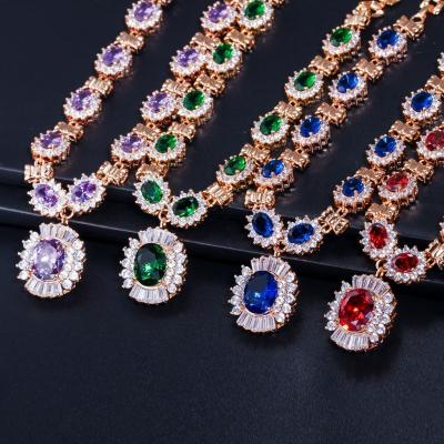 China CZ Pendant Necklace for Women Necklace Bracele Earring Ring Jewelry Wedding Jewelry Sets For Brides for sale