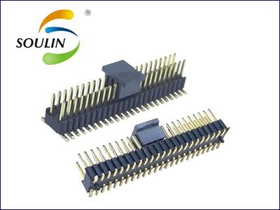 China Três fileira dobro 2.54mm Pin Header Connectors Gold Plated com tampão à venda