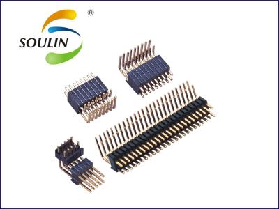 China Fila dual impermeable Pin Header Connectors echada de 2,54 milímetros de ángulo recto en venta