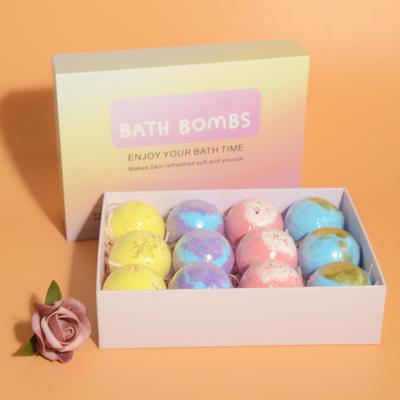 China 12 Pcs Safe Handmade Reduce Pressure Double Layer Color Rich Bubble Natural Bath Bombs for sale