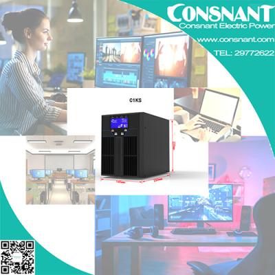 China Black Single Phase Online High Frequency UPS 1KVA Light Weight LCD Display for sale