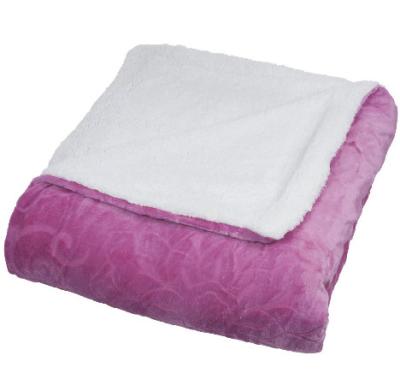 China Floral Embossed Cozy Flannel Blanket , Warm Microfiber Plush Polyester Blanket for sale