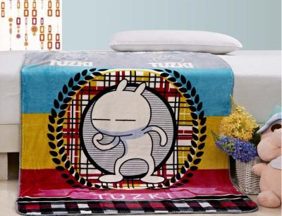 China Soft Screen Printed Blanket With Sherpa Backing , Cartoon Flannel Throw Blankets for sale