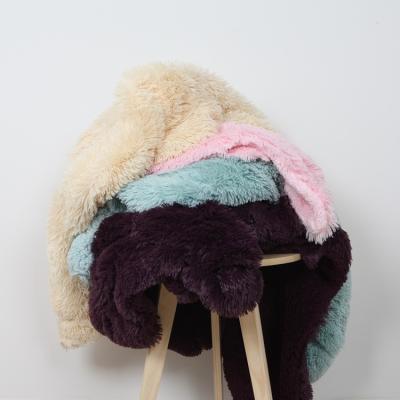 China Polyester Brushed Fake Fur Throws Long Pile / Pv Fleece Knitted Blanket Candy Color for sale