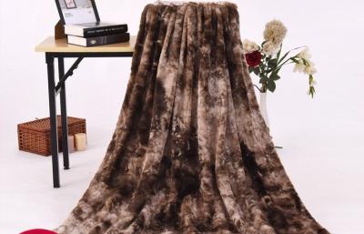 China Brushed Pv Velvet Fake Fur Blanket For Children / Adults Allergy Free Brown Color for sale