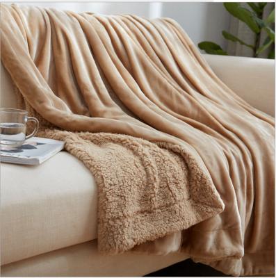 China Eco Friendly Velvet Plush Throw Blanket With Sherpa Backing Side 100% Polyester for sale
