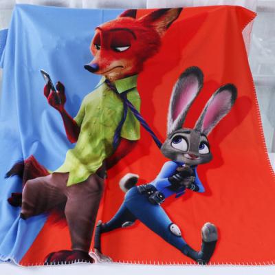 China Real Cartoon Character Digital Print Blanket , Sherpa Flannel Throw Blanket for sale