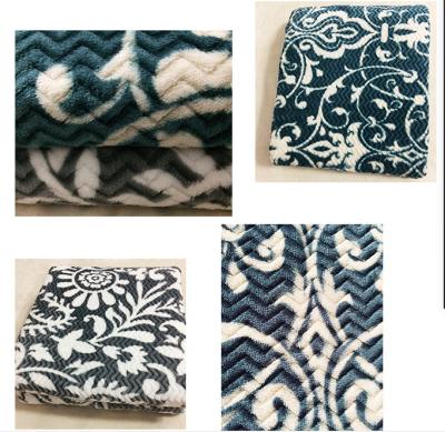 China Floral Printed Flannel Bed Blanket , Dyed Flannel Fleece Blanket OEM / ODM Service for sale