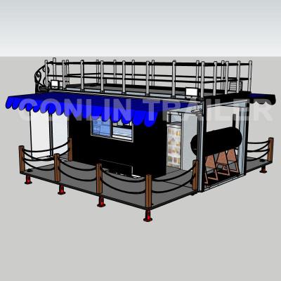 China Fully equipped vegetable processing factory hot sale double deck fast food cart double deck concession food trailer for sale