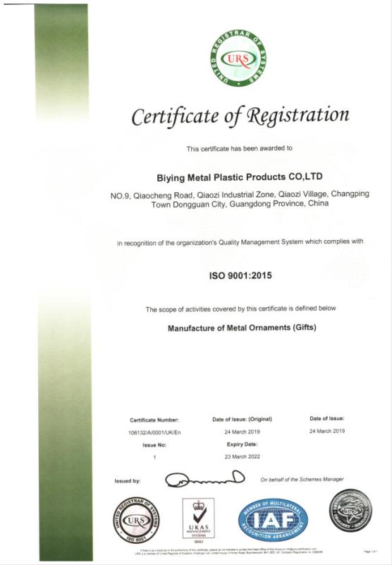 ISO 9001:2015 - Metal Awards Industrial Co.,Ltd