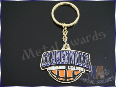 China Keyrings feitos sob encomenda impermeáveis do basquetebol das portas-chaves do metal com anel rachado à venda
