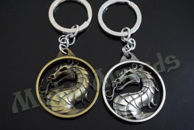 China Dragon Designed Zinc Alloy Metal Key Chains Metal Keyrings Antique Gold Silver Plating for sale